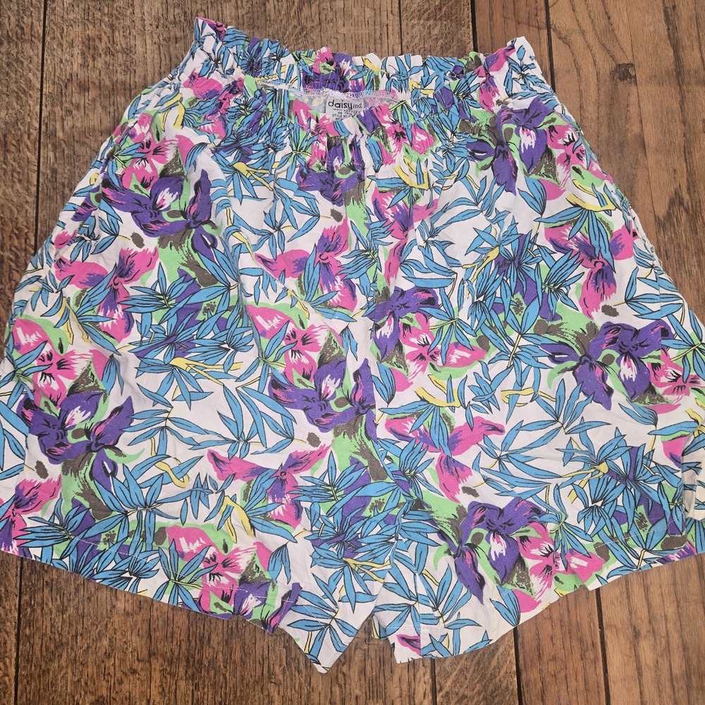Vintage 90s Daisy Ind‎ High Waisted Ladies Shorts Size Medium Floral 100% Cotton
